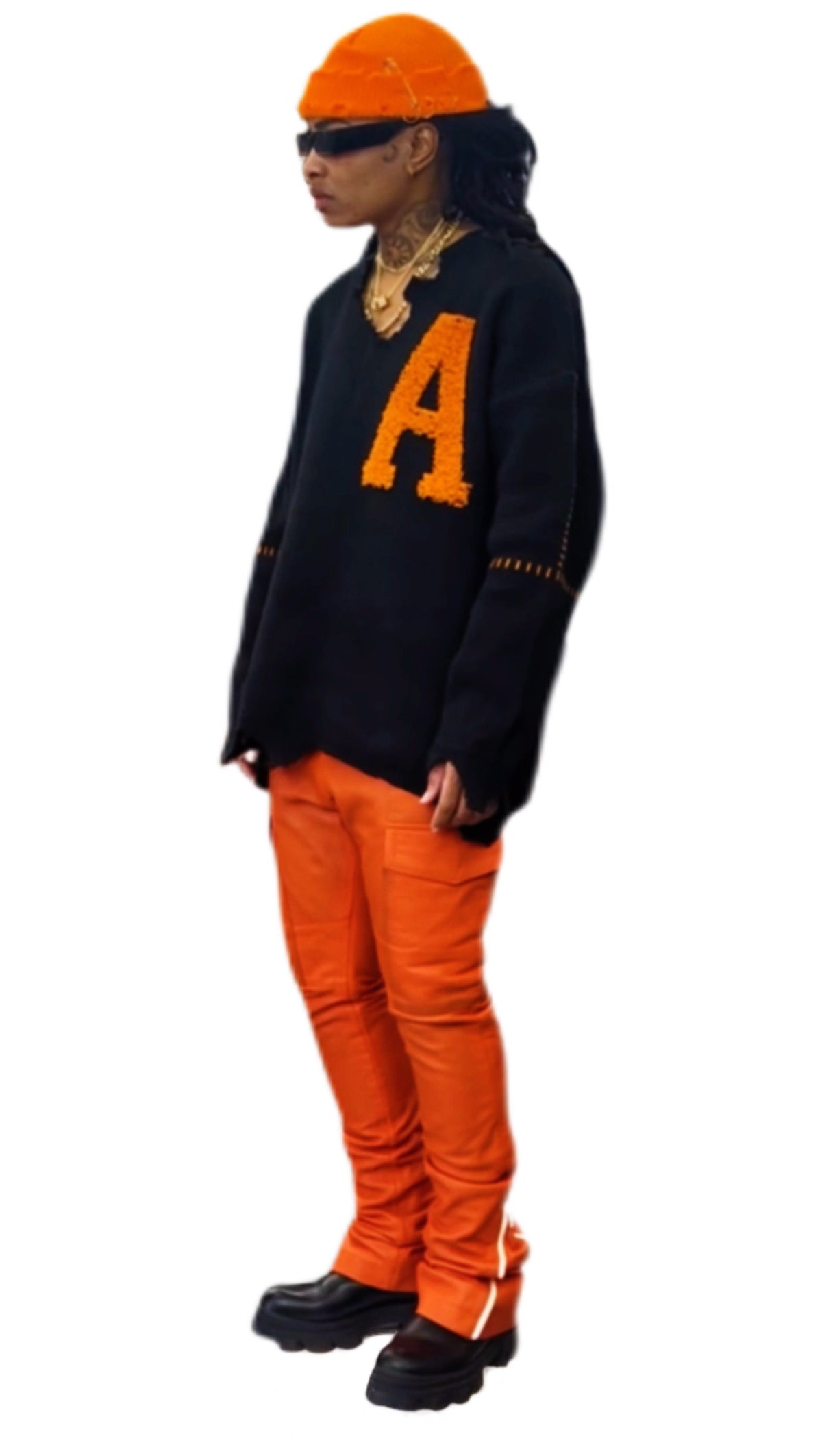 Varsity “A” Distressed Knit Sweater