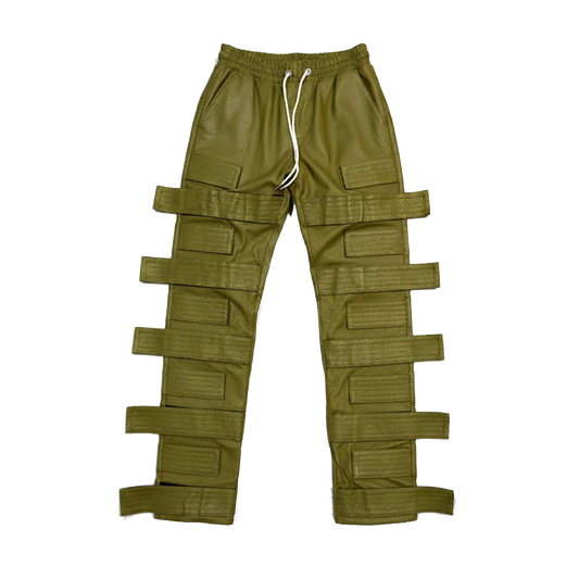 Strapped Utility Leather Pants