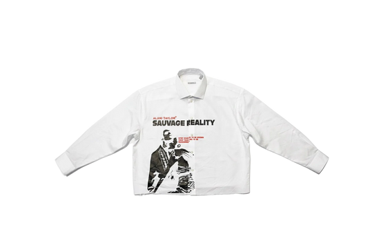 “Sauvage Reality” Cropped Button-Down Shirt